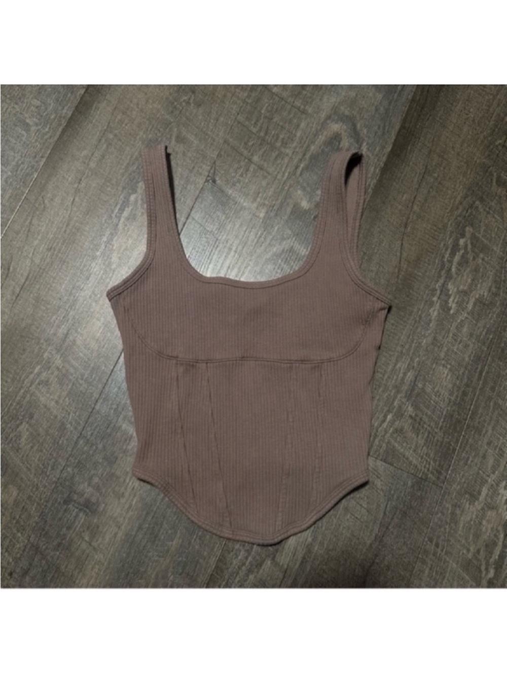 PINK Victoria's Secret Ribbed Scoop Tank in Mauve Brown
